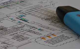 Electrical Services Drawing and blue highlighter